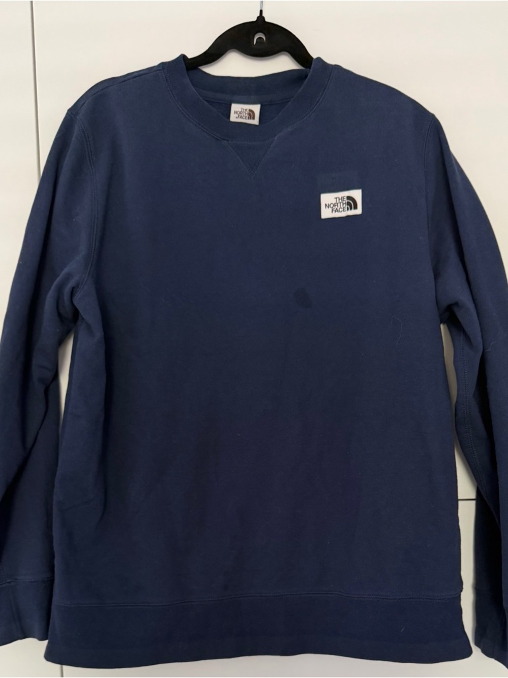 The North Face Men's Navy Blue Crewneck Sweatshirt with Chest Logo